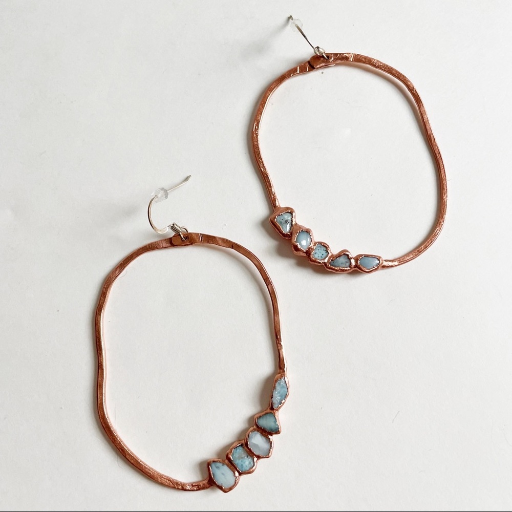 Handmade Copper and Larimar Earrings